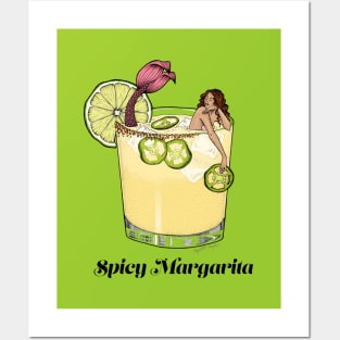 Spicy Margarita Cocktail Mermaid Posters and Art